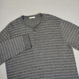 Marine Layer Sweater Men Large XL Charcoal Henley ¼ Button Long Sleeve Soft Cozy